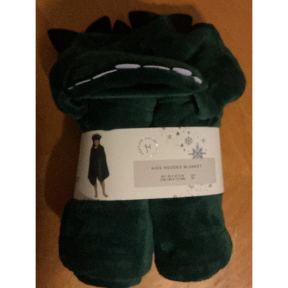 Festive Voice Kids Hooded Dino Blanket, 55.1" X 27.5",‎ Green, NIP